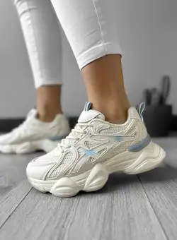 Adidasi dama casual albi cu albastru 226