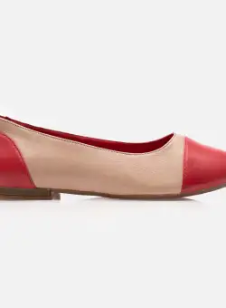 Balerini damă din piele naturală – 132 Taupe Roşu Box