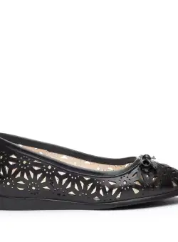 Balerini damă din piele naturală - Ana/4 Negru Box