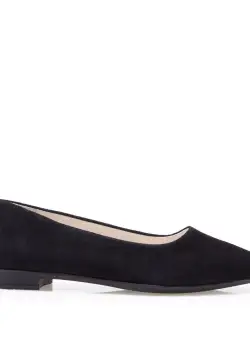 Balerini damă din piele naturală, Leofex - 388 Negru Velur