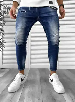 Blugi barbati conici albastri + Lant cadou 5812 H4-1