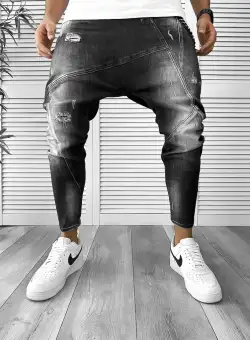 Blugi barbati conici negri + lant cadou 5807 B15-7