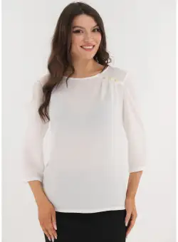 Bluza alba cu pliuri asimetrice