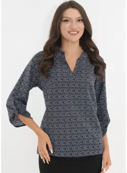 Bluza bleumarin cu print geometric discret