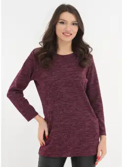 Bluza din jerse moale bordo cu buzunare