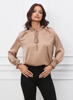 Bluza Moze bej cu guler incretit