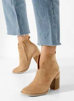 Botine cu toc gros Beires kaki