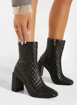 Botine cu toc gros negre Palmerita