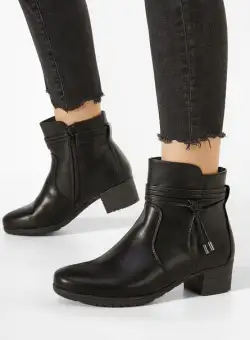 Botine cu toc mic negre Caserta