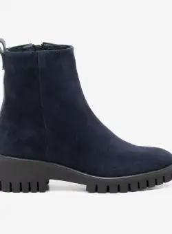 Botine damă casual din piele naturală, Leofex - 351 Blue Velur