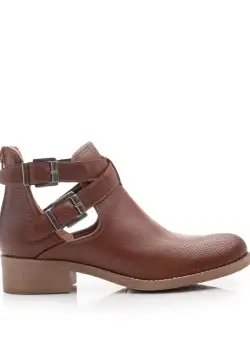 Botine dama de vara perforate din piele naturala, Leofex - 320 Maro