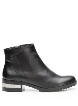 Botine dama din piele naturala, Leofex - 294-1 Negru box