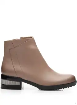 Botine damă din piele naturală, Leofex - 294-1 Taupe Box