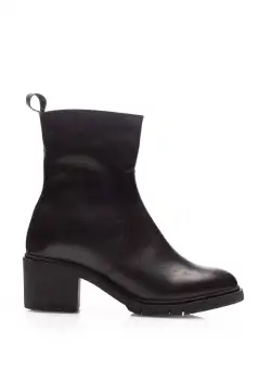 Botine damă din piele naturală, Leofex - Mostră 011 Negru Box