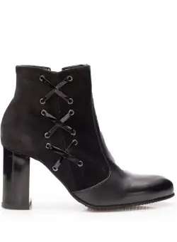 Botine dama elegante din piele naturala - Arien Negru Box Velur