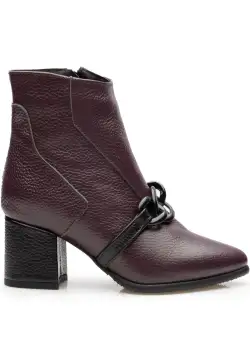 Botine elegante damă din piele naturală - 21193 Mov Inchis
