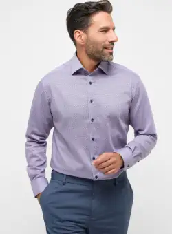 Camasa albastra, modern fit, pentru barbati, 100% bumbac, maneca lunga, model 4002 56 X18K Eterna