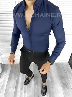 Camasa barbati slim fit bleumarin B8487 W3-2 / 7-1.3 e 6-1