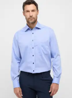 Camasa bleu, confort fit, pentru barbati, 100% bumbac, maneca lunga, model 8100 12 E137 Eterna