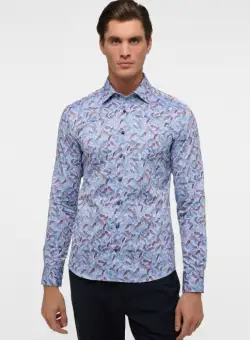 Camasa blue, slim fit, pentru barbati, 100% bumbac, maneca lunga, model 8160 57 FS8P Eterna