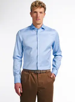Camasa COVER bleu, slim fit, pentru barbati, 100% bumbac, maneca lunga, model 8817 10 F182 Eterna