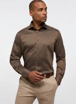 Camasa maro, modern fit, pentru barbati, 100% bumbac, maneca lunga, model 3324 27 X18K Eterna
