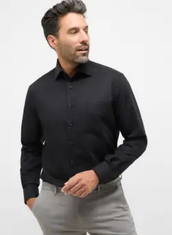 Camasa neagra, modern fit, pentru barbati, 100% bumbac, maneca lunga, model 1100 39 X19K Eterna
