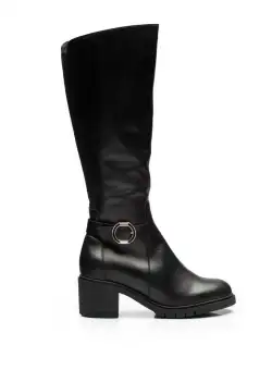 Cizme damă din piele naturală, Leofex - 446 Negru box
