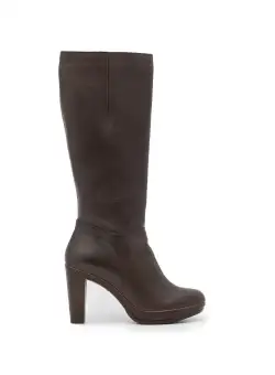 Cizme dama elegante din piele naturala, Leofex - 408 maro box