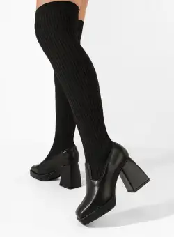Cizme lungi cu toc gros Amarilla negre