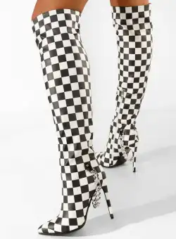 Cizme lungi cu toc subtire Udine negre