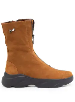 Cizme scurte dama din piele naturala, Leofex - 267-1 camel velur