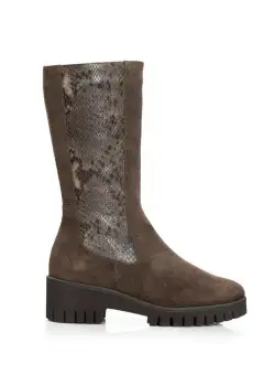 Cizme scurte dama din piele naturala, Leofex - 281 Taupe Velur