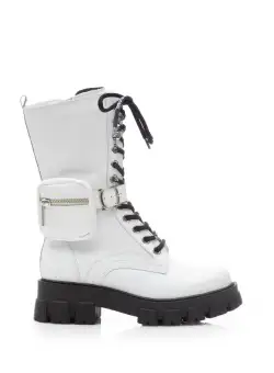 Cizme scurte dama din piele naturala, Leofex - 340 Alb box