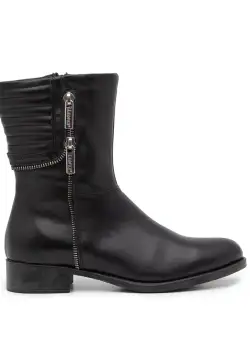 Cizme scurte din piele naturala - 464 Negru Box