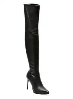 Cizme Steve Madden negre, KEANDRA, din piele ecologica