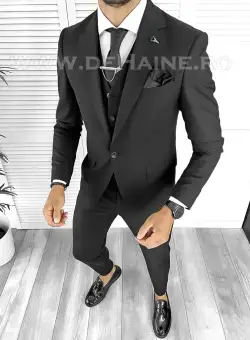 Costum barbati slim fit negru B8291 12-5.1