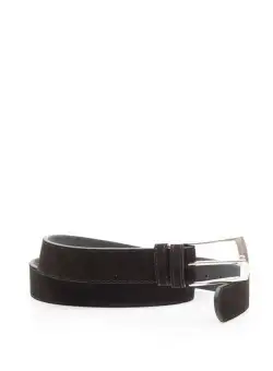 Curea barbati din piele intoarsa - Negru velur 3,5 cm