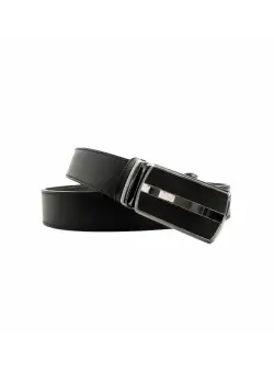 Curea bărbați din piele naturală - Negru Box Automat