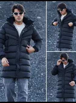 Geaca barbati groasa de iarna neagra 1150