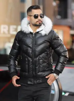 Geaca barbati groasa de iarna neagra 12343 63-4