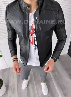 Geaca barbati neagra piele ecologica B2840 67