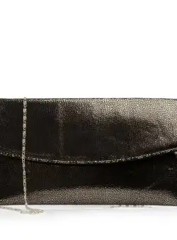Geanta plic slim dama din piele naturala - 4015 Negru + Auriu Box