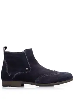 Ghete casual bărbați din piele naturală, Leofex - 705 Blue Velur