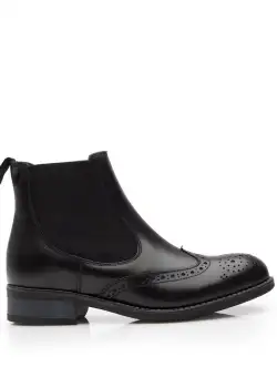 Ghete damă casual din piele naturală,Leofex -262 Negru Box