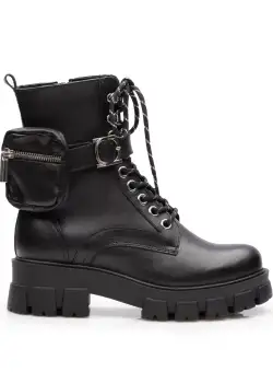 Ghete damă casual din piele naturală, Leofex - 330 Negru Box