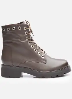 Ghete damă casual din piele naturală, Leofex – 350 Kaki Box