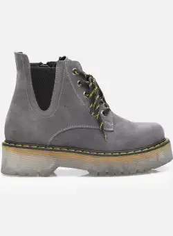 Ghete damă din piele naturală - 357 Gri Velur