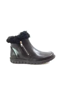 Ghete dama din piele naturala Leofex - 091-1 Negru