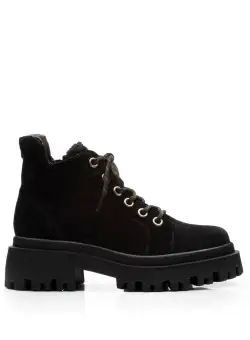 Ghete damă din piele naturală, Leofex - 408 Negru velur